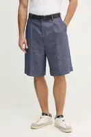 Lněné kraťasy Tommy Hilfiger pánské, tmavomodrá barva, SQTHL7544.SQTH503