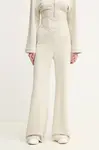 Kalhoty Pinko dámské, béžová barva, zvony, high waist, 105024 A2HB