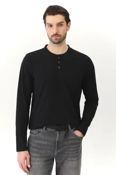 Bavlněné tričko s dlouhým rukávem Medicine pánské, černá barva