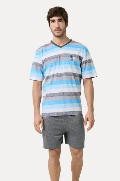 Pánské pyžamo krátké PAOLO 4XL Světle modrá