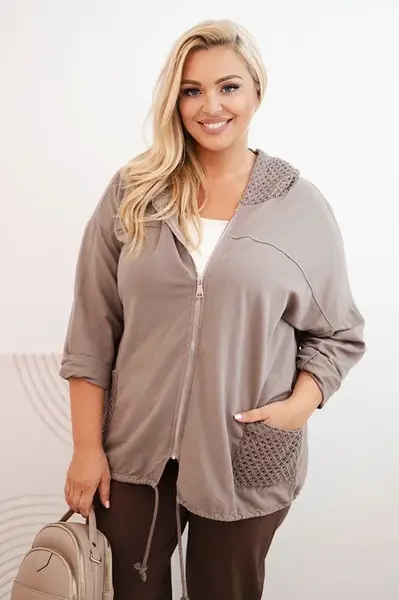 Kesi Włoski Dámska mikina Plus Size bavlnená oversize s dlhým rukávom fango
