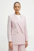 Vlněné sako BOSS růžová barva, hladká, 50537509