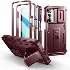 Dexnor 360 Kickstand Camprotector obal Samsung Galaxy A37, vínový