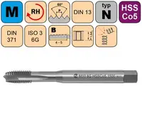 NÁSTROJE CZ Závitník strojní M8x1,25 ISO3 HSSCo5 DIN 371 B
