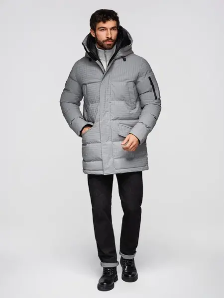 Ombre Outdoor long men's parka jacket - gray