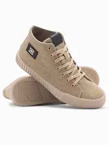 Ombre Men's canvas high top sneakers shoes - light brown