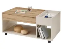 Konferenční stolek s přihrádkami Emil, béžový kašmír/dub artisan