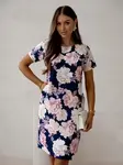 Resti Simple knee-length women's dress with short sleeves featuring a floral pattern
