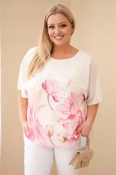 Kesi blúzka s kvetinovým vzorom, ružová