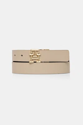 Oboustranný kožený pásek Tommy Hilfiger dámský, béžová barva, AW0AW17247