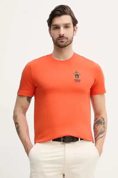 Bavlněné tričko Aeronautica Militare oranžová barva, s potiskem, TS2391J592