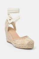 Espadrilky Guess CYRENAY béžová barva, na klínku, FLJCRY FAL04