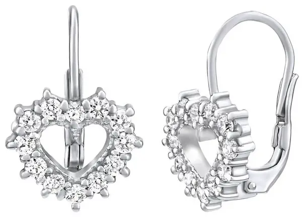 Silvego Stříbrné náušnice srdce se Swarovski Zirconia SILVEGO31969S