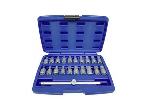 Zástrčné hlavice - klíče na výpustné šrouby olejových van 3/8", sada 21 ks - ASTA