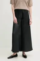 Kalhoty Nanushka ZANIAH dámské, zelená barva, široké, high waist, NW25RSPA02977