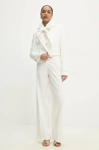 Oblekové kalhoty se širokými nohavicemi Answear.LAB bílá barva, high waist