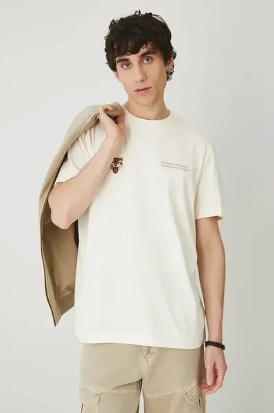 Tričko Medicine béžová barva, s potiskem