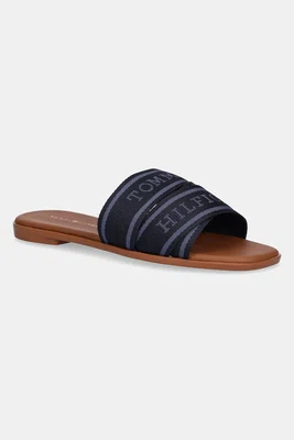 Pantofle Tommy Hilfiger TOMMY HILFIGER WEBBING MULE dámské, tmavomodrá barva, FW0FW08421