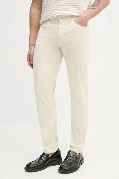 Kalhoty BOSS pánské, béžová barva, jednoduché, 50538370