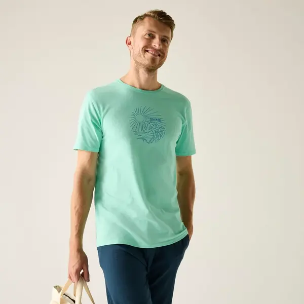 Pánské bavlněné tričko regatta cline ix tyrkysová xl