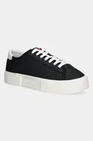 Sneakers boty Tommy Jeans FLATFORM CANVAS SNEAKER černá barva, EN0EN02792