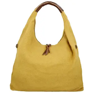 Trendy dámská textilní kabelka na rameno Alice, žlutá