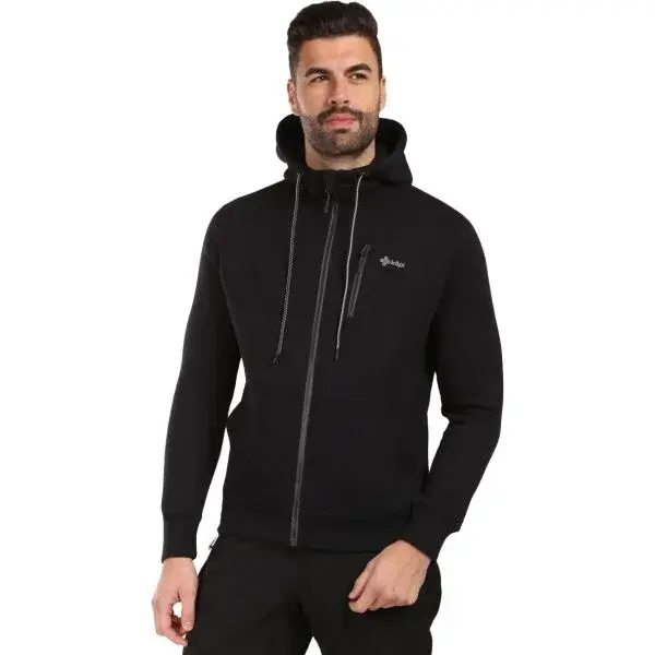 KILPI DANILO Pánská bavlněná mikina s kapucí, černá, velikost