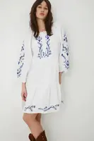 Bavlněné šaty Medicine bílá barva, mini, oversize