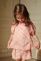 Dětská halenka Konges Sløjd AVA SS BLOUSE GOTS růžová barva, vzorovaná, KS102445