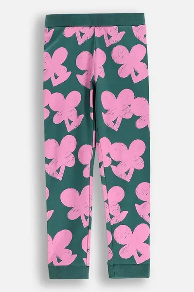 Dětské tepláky Coccodrillo zelená barva, vzorované, MAXITROPIC GIRL KIDS