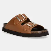 Kožené pantofle Scholl BEATRIZ dámské, hnědá barva, F306131175