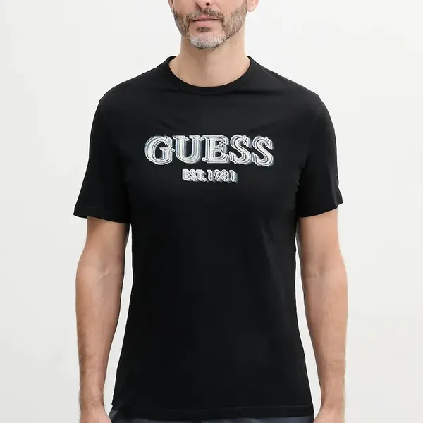 Bavlněné tričko Guess černá barva, s potiskem, M5GI07 I3Z14