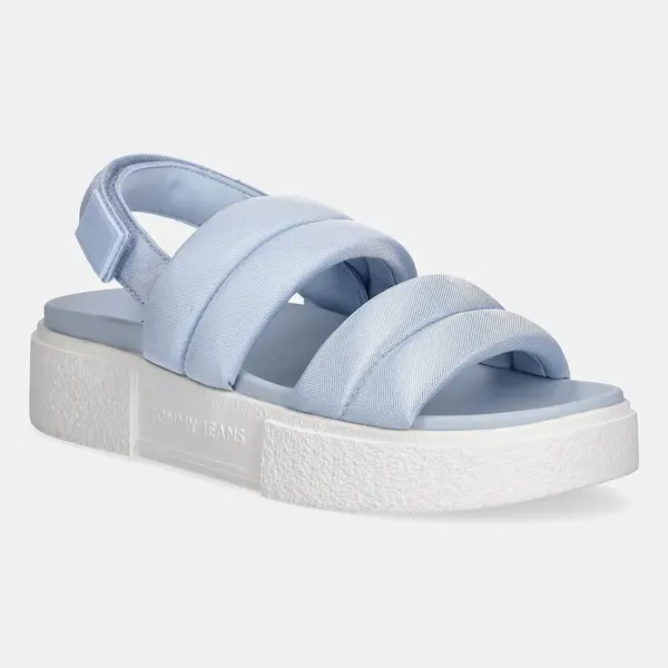 Sandály Tommy Jeans FLATFORM SANDAL dámské, modrá barva, na platformě, EN0EN02802