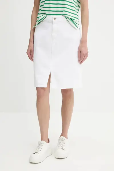 Bavlněná sukně Tommy Hilfiger bílá barva, mini, pouzdrová, WW0WW44391