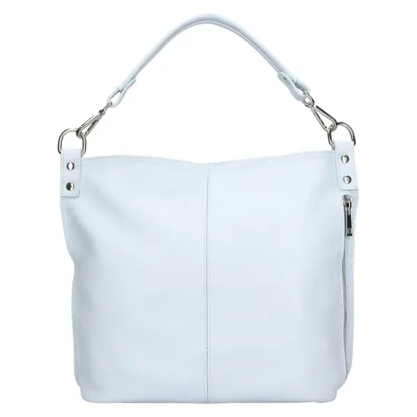 Dámska kožená kabelka cez rameno Italia Kaly - svetlo modrá