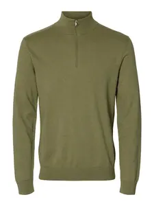 SELECTED Sveter 'SLHBERG'  olivová