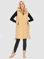 PERSO Woman's Women's long insulated leeveless jacket with hood