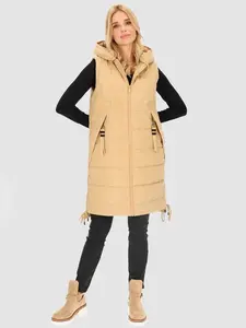 PERSO Woman's Women's long insulated leeveless jacket with hood