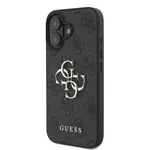 Zadní kryt Guess PU 4G Metal Logo pro Apple iPhone 16, šedá