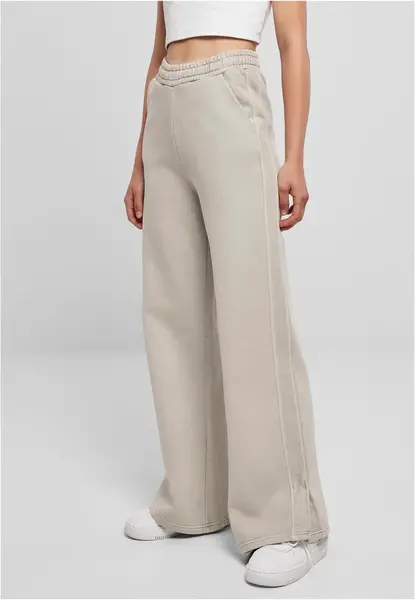 Women's Pants Heavy Terry Garment Dye Slit Pants in Warm Gray