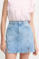 Džínová sukně Pepe Jeans MINI SKIRT HW SLIT modrá barva, mini, áčková, PL901208