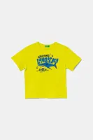 Dětské bavlněné tričko United Colors of Benetton zelená barva, s potiskem, 3JERG10JQ