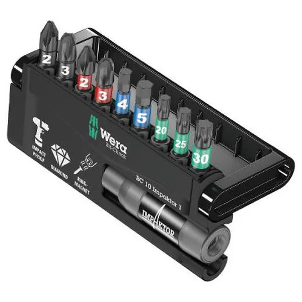 Wera 057680 10-dílná sada bitů a držák 8740/51/55/67-9/IMP DC Impaktor Bit-Check