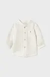 Dětská košile s příměsí lnu Mayoral Newborn béžová barva, 1103
