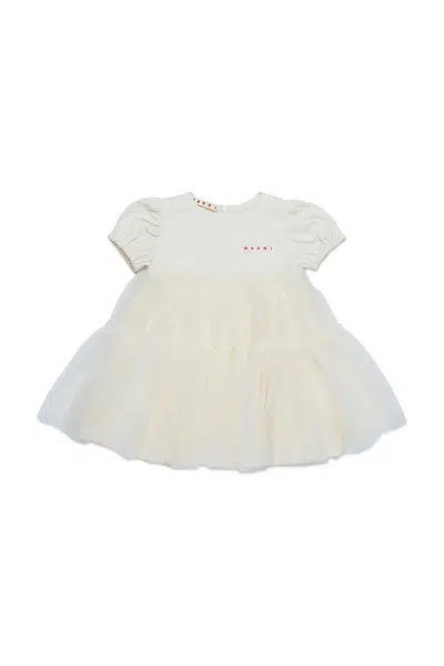 Dětské bavlněné šaty Marni MD294B DRESS béžová barva, mini, M01439