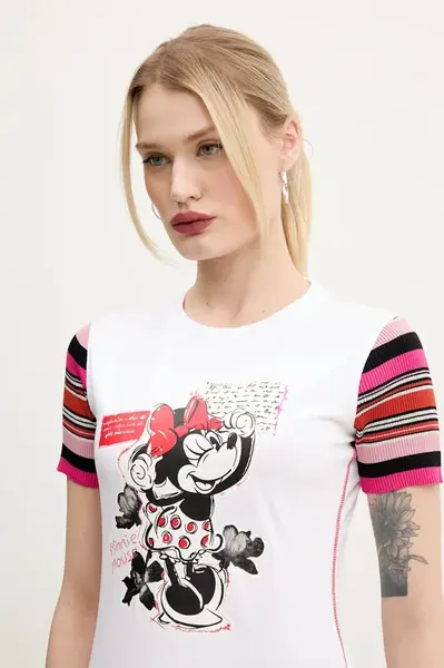 Tričko Desigual MINNIE bílá barva, 25SWTK39