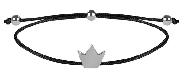 Troli Šňůrkový náramek Korunka černá/ocelová