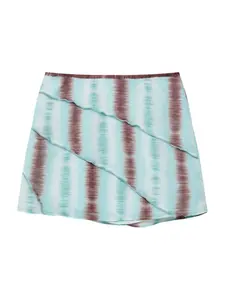 Pull&Bear Sukňa  svetlomodrá / hnedá