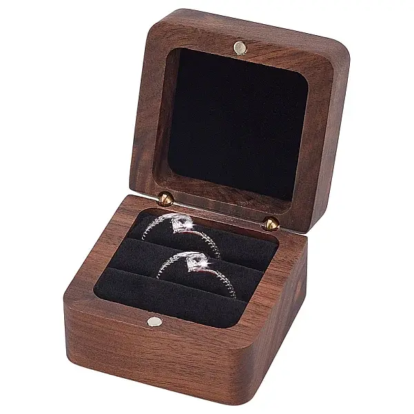 2-Slot Wooden Finger Ring Storage Boxes