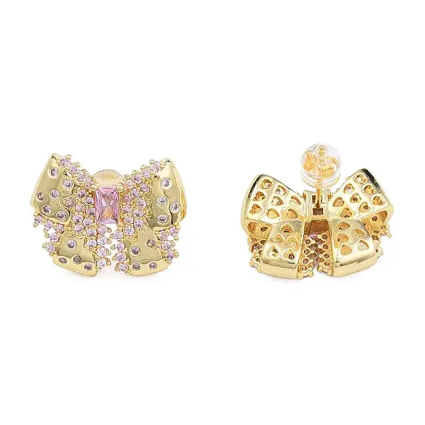 Cubic Zirconia Bowknot Stud Earrings
